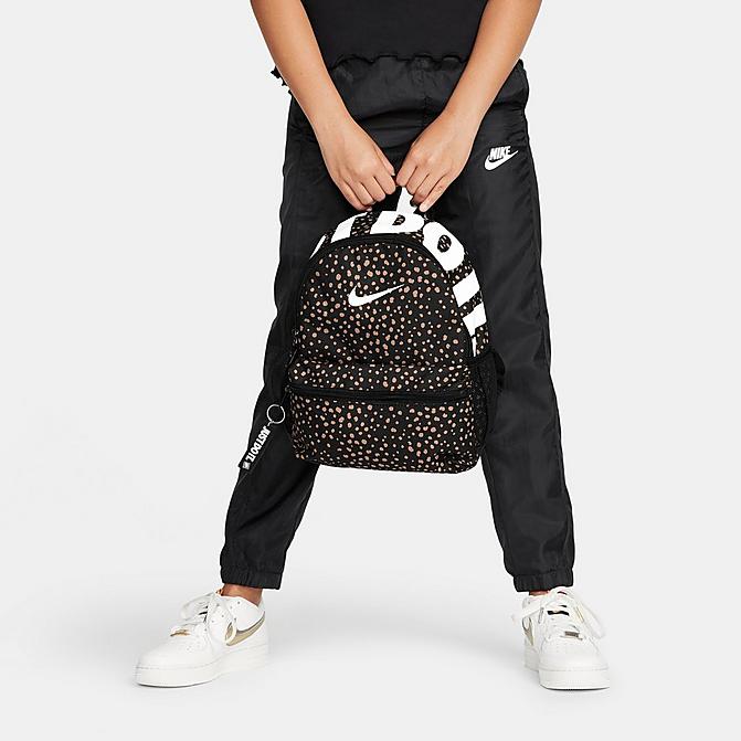 Nike Kids' Brasilia JDI Animal Print Mini Backpack in Black/Animal Print/Black 100% Polyester