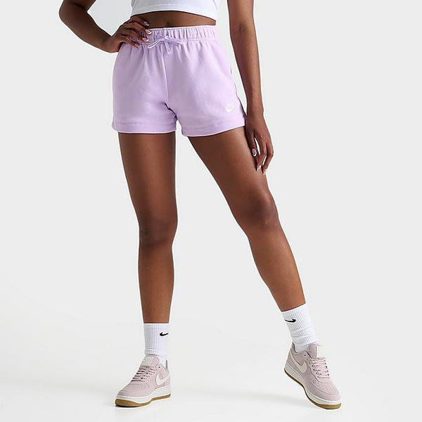 Nike Women's Sportswear Club Fleece Mid-Rise Shorts in Purple/Violet Mist Cotton/Polyester/Fleece