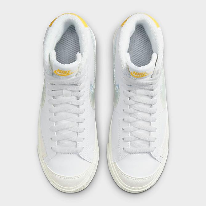 Nike Girls' Big Kids' Blazer Mid '77 Paint Casual Shoes in White/Yellow/White Leather