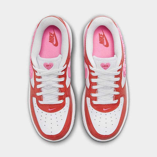 Nike Little Kids' Air Force 1 LV8 Casual Shoes in Red/White/Picante Red Leather