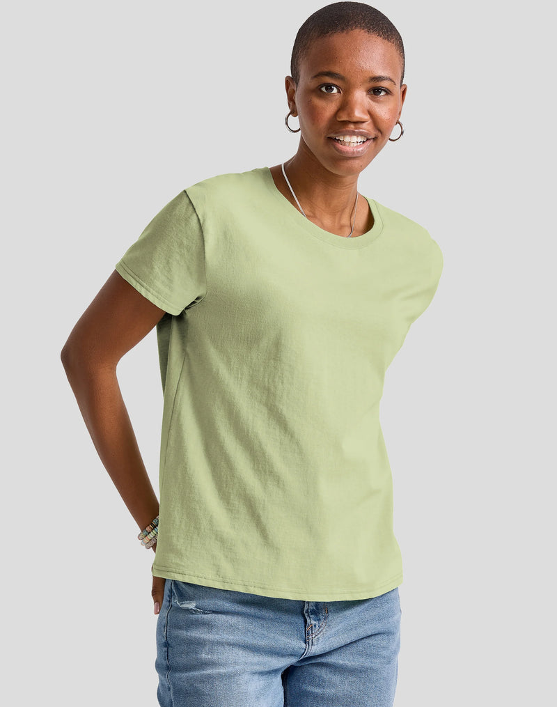 Hanes Essentials Women's T-Shirt, 100% Cotton, Oversized Fit Mint To Be Green