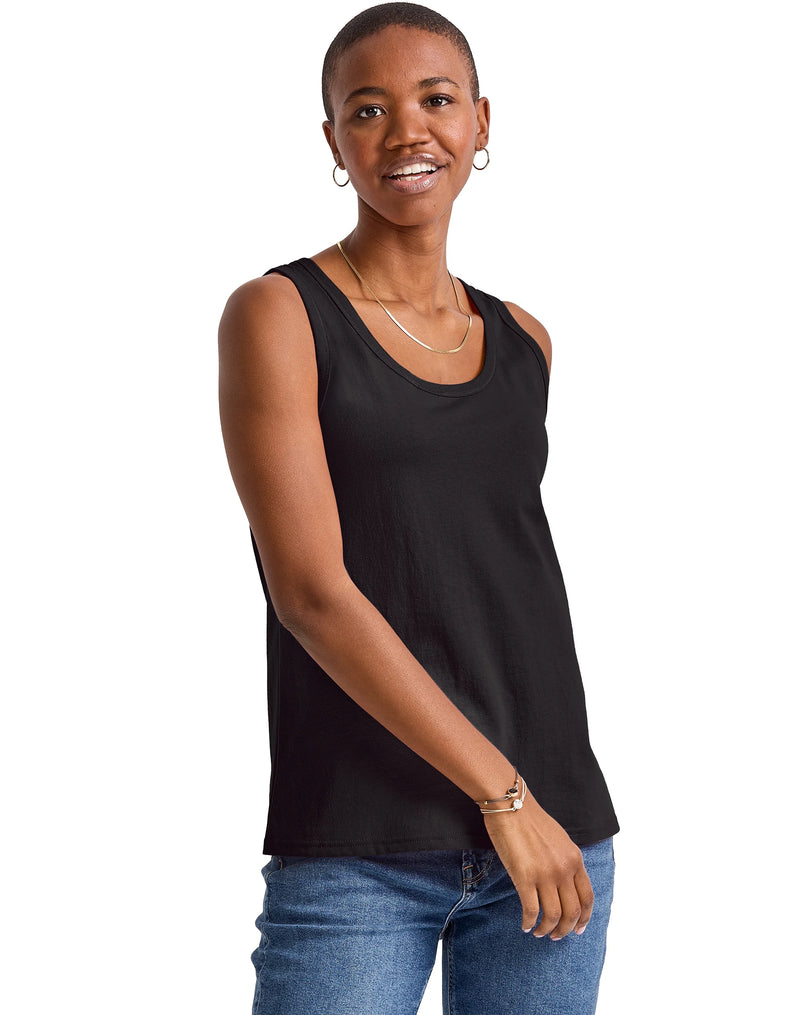 Hanes Essentials Women's Tank Top, 100% Cotton Black