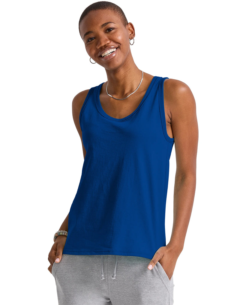 Hanes Essentials Women's Tank Top, 100% Cotton Deep Royal