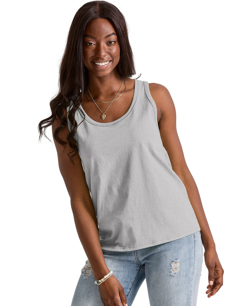 Hanes Essentials Women's Tank Top, 100% Cotton Light Steel