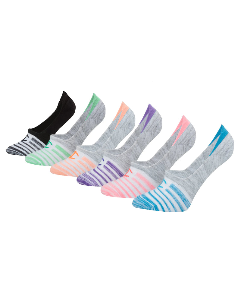 Champion Women's Performance Invisible Liner Socks, 6-pairs Grey Heather/ White 5-9