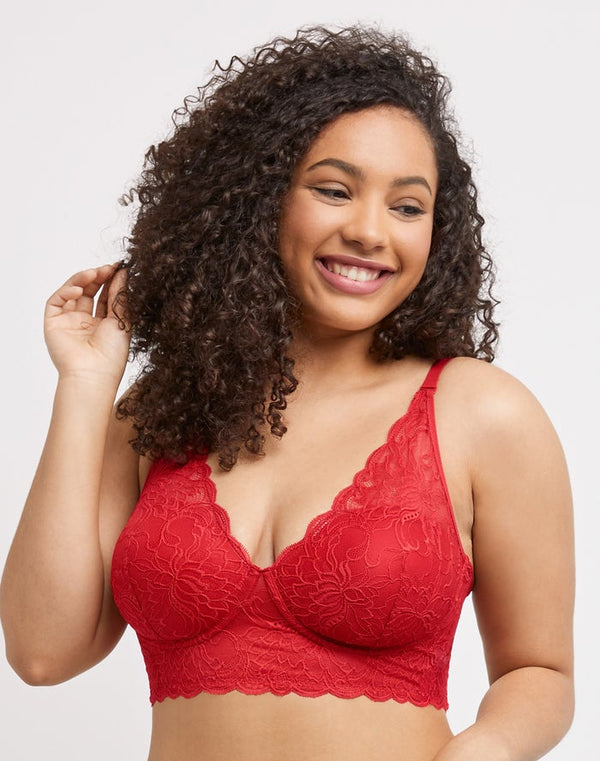 Maidenform Lightly Lined Convertible Lace Bralette Eclipse Red Women's