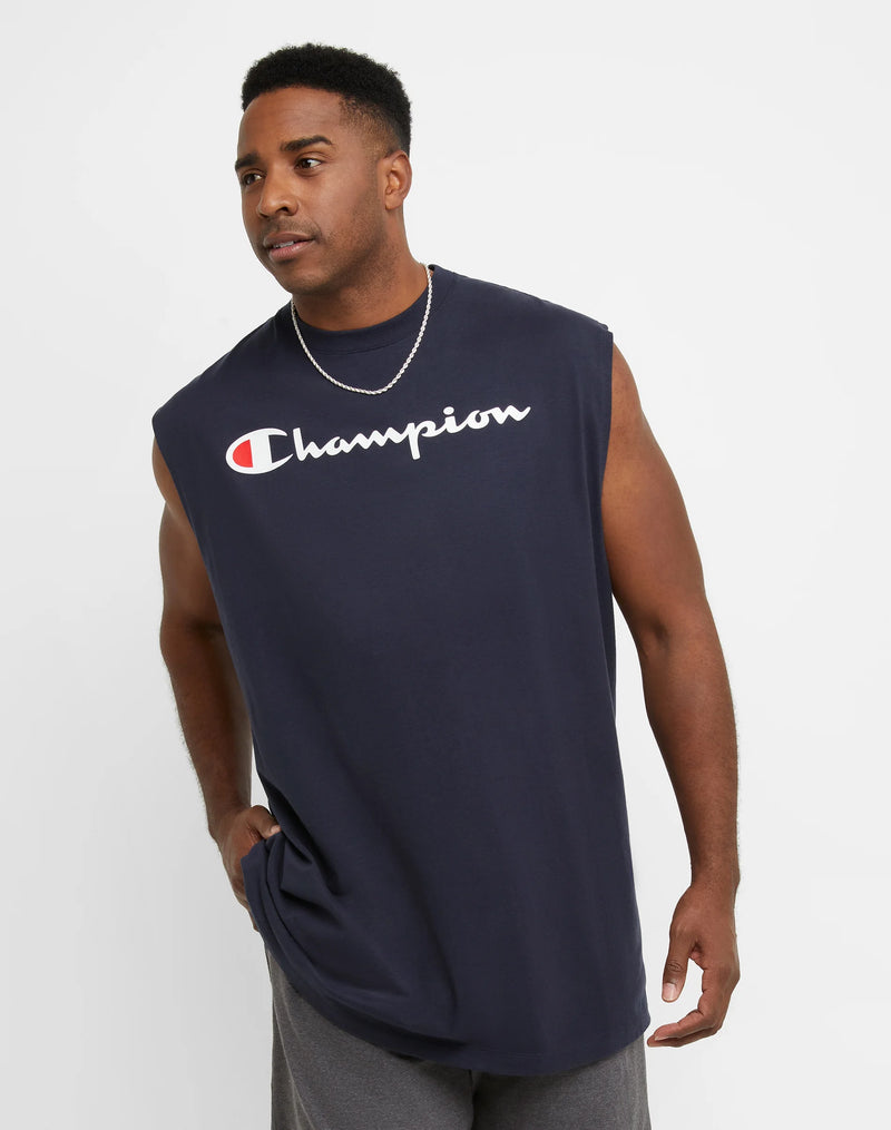 Men's Champion Big & Tall Classic Muscle Tank, C Script Navy