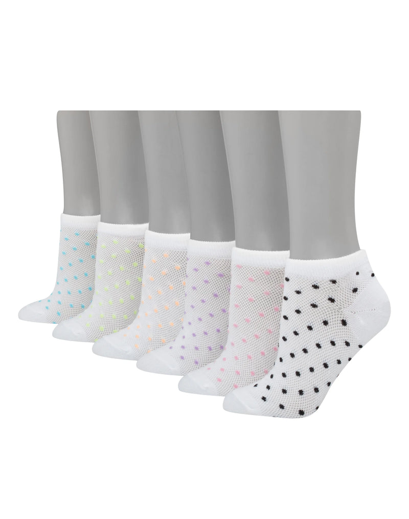 Hanes Women's Invisible Comfort Sport Liner 6-Pack White Dot Assorted 5-9