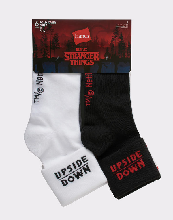 Hanes x Stranger Things Unisex Fold Over Ankle Socks 6-Pack Hellfire Club
