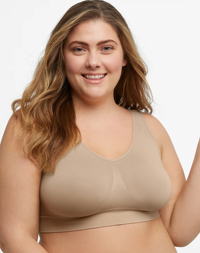 Just My Size JMS By Hanes Pure Comfort Women's Bralette, Moisture Wicking, Seamless Nude