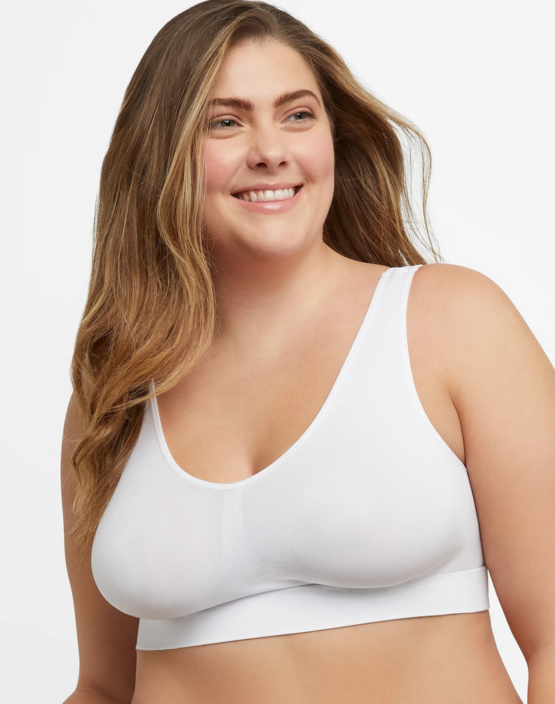 Just My Size JMS By Hanes Pure Comfort Women's Bralette, Moisture Wicking, Seamless White