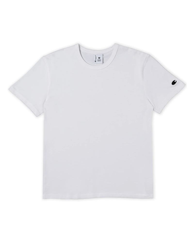 Men's Champion Premium Weave T-Shirt, Heavyweight 100% Cotton, C Logo White