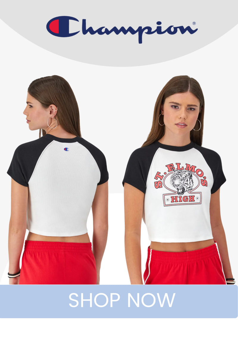 Women's Champion Riley Ringer T-Shirt, Ribbed, St. Elmo's Tigers Graphic White/Black