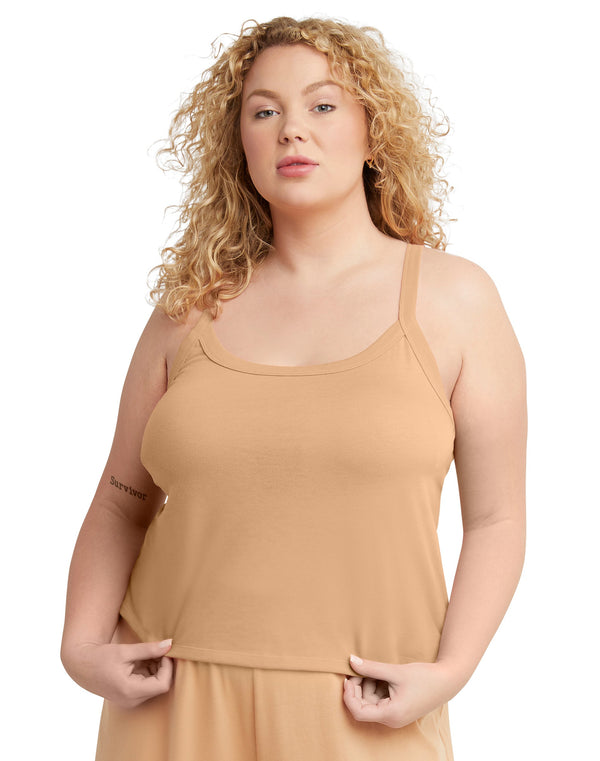 Hanes Originals Women's Soft Wash Tank (Plus Size) Java Frost Tan