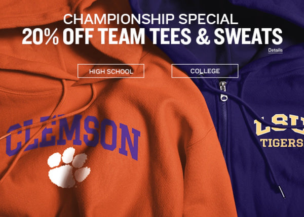 Championship Special 20% OFF TEAM TEES & SWEATS