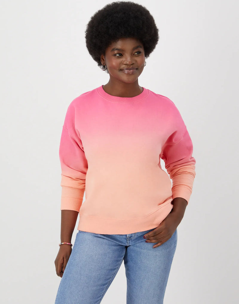 Hanes Women's Garment Dyed Sweatshirt, Ombre Dye Pink Sunset