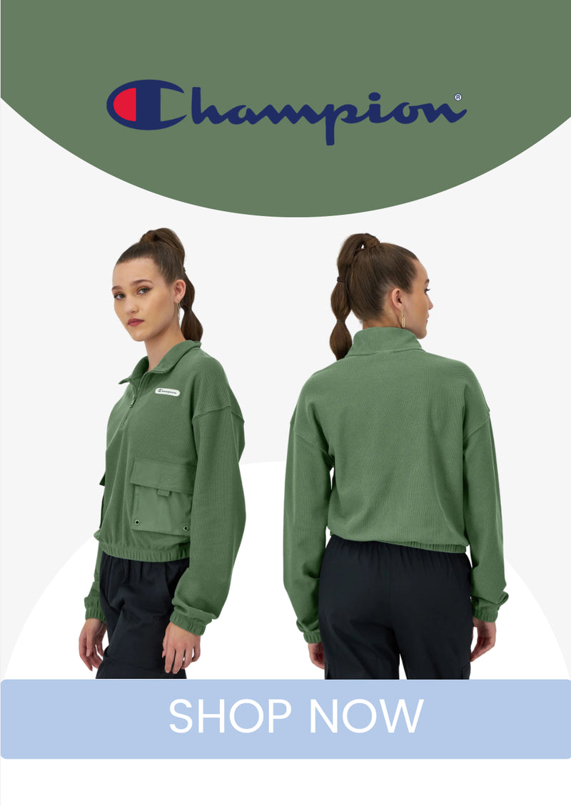 Women's Champion Campus Pique 1/4 Zip Pullover, C Logo Nurture Green