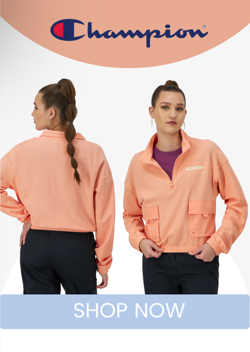 Women's Champion Campus Pique 1/4 Zip Pullover, C Logo Peach Grapefruit