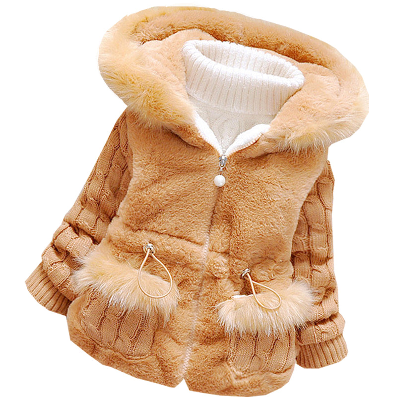 MINKIDFASHION Baby Girls Winter Autumn Little Kids Toddler Warm Jacket Coat Brown 4T