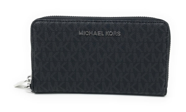 Michael Kors Jet Set Item Large Flat Multifunction Phone Wristlet Case, Black