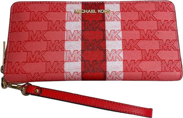 Michael Kors Jet Set Travel Continental Wristlet Signature Striped Logo