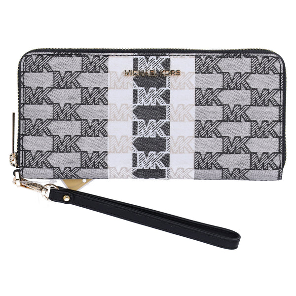 Michael Kors Women's Jet Set Travel Large Continental Jacquard Wallet MK Black Multi