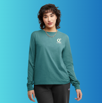 Women's Champion Classic Long-Sleeve Tee, Old English C & Script Logo