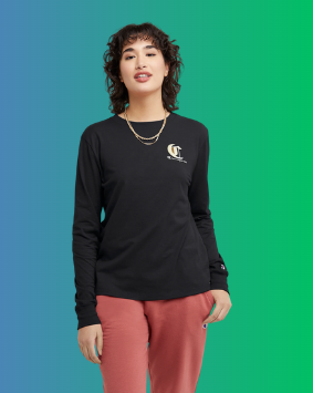 Women's Champion Classic Long-Sleeve Tee, Old English C & Script Logo