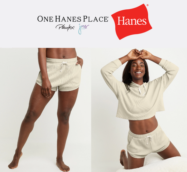 Hanes Originals Women's Waffle Lounge Shorts, 2.5" Natural