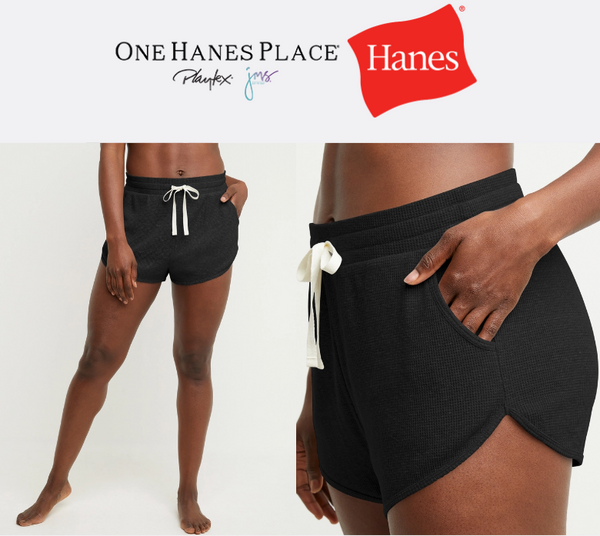 Hanes Originals Women's Waffle Lounge Shorts, 2.5" Black