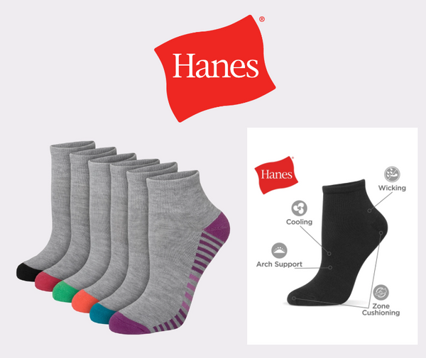Hanes Women's Comfort Fit Ankle Socks, 6-Pack Assortment