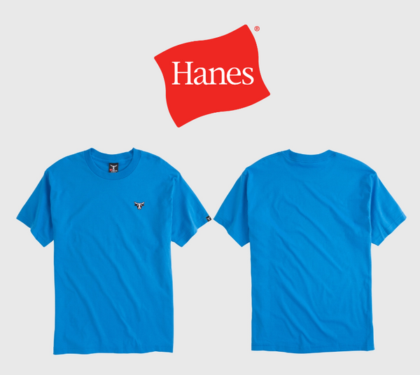 Hanes Beefy-T Unisex Heavyweight Cotton Graphic T-Shirt, Bull Logo Blue Jay