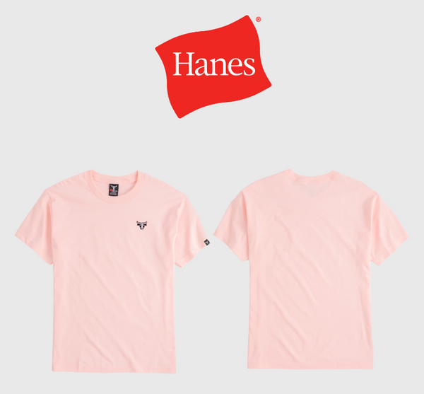 Hanes Beefy-T Unisex Heavyweight Cotton Graphic T-Shirt, Bull Logo Pale Blush Pink