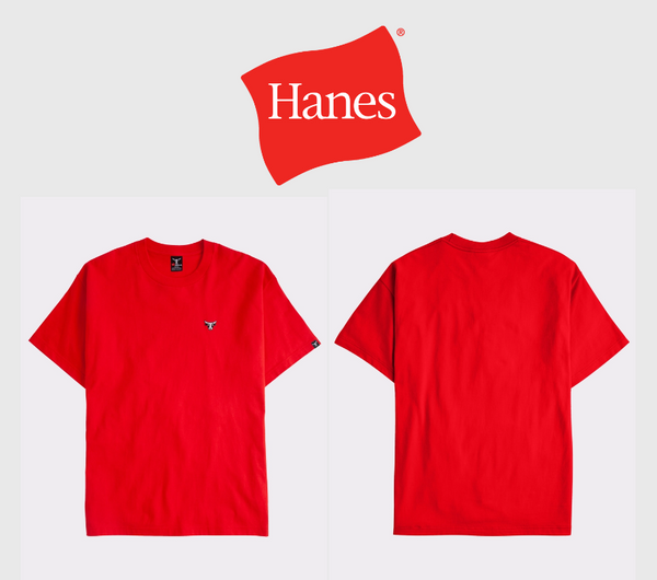 Hanes Beefy-T Unisex Heavyweight Cotton Graphic T-Shirt, Bull Logo Scarlet