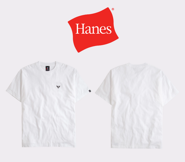 Hanes Beefy-T Unisex Heavyweight Cotton Graphic T-Shirt, Bull Logo White