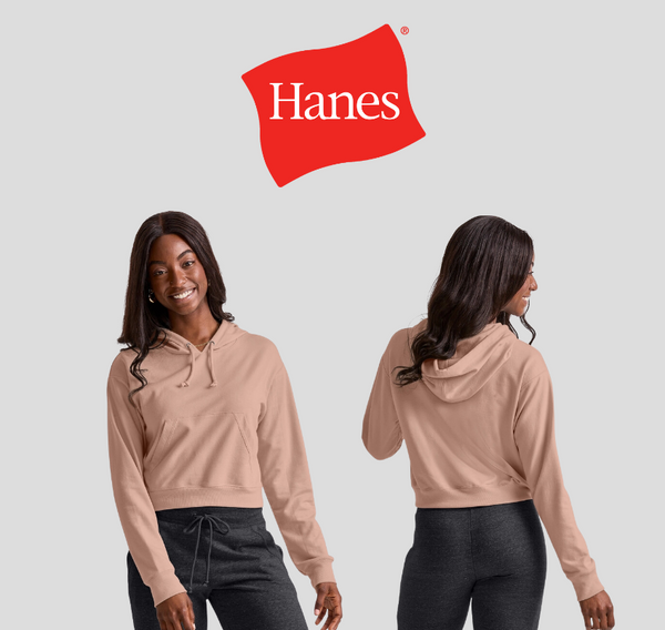 Hanes Originals Women's French Terry Cropped Hoodie Iced Mocha