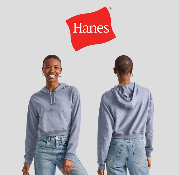 Hanes Originals Women's French Terry Cropped Hoodie Navy Heather