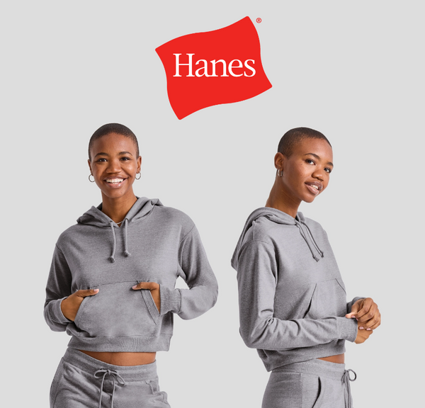 Hanes Originals Women's French Terry Cropped Hoodie Black Heather