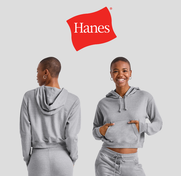 Hanes Originals Women's French Terry Cropped Hoodie Concrete Heather