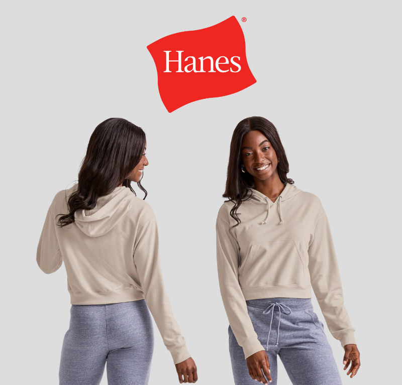 Hanes Originals Women's French Terry Cropped Hoodie Pebblestone