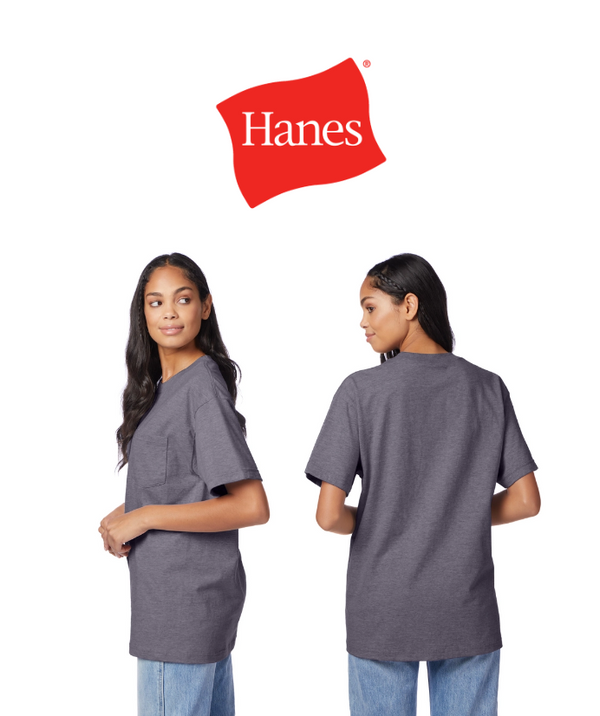 Hanes Beefy-T Unisex Cotton Pocket T-Shirt Charcoal Heather