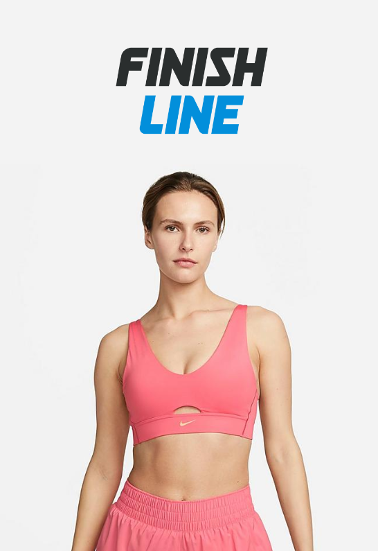 Nike Women's Dri-FIT Indy Plunge Cutout Bra in Orange/Sea Coral
