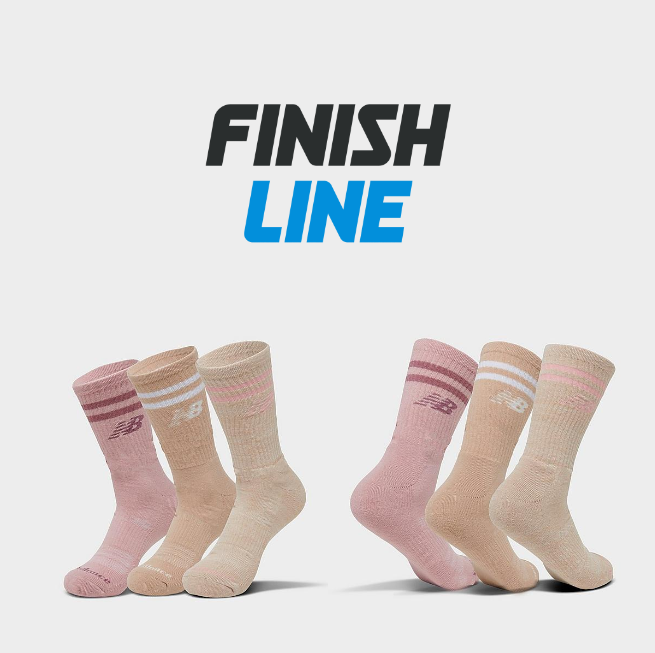 Finishline New Balance Varsity Stripe Crew Socks (3-Pack) in White/Neutral