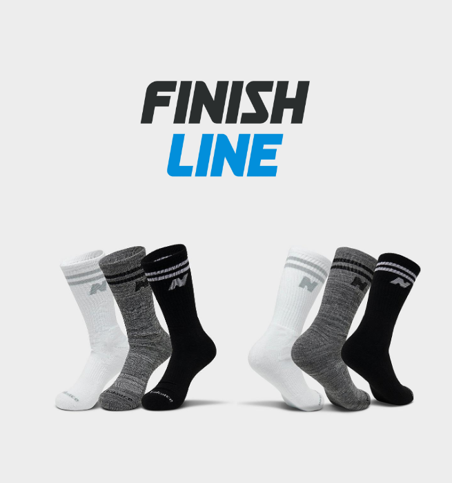 Finishline New Balance Varsity Stripe Crew Socks (3-Pack) in Black/White/Grey/Black