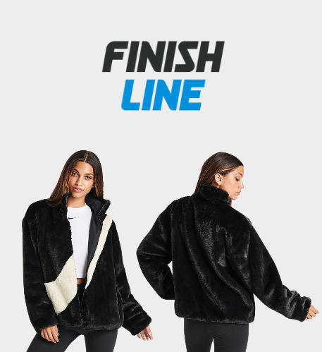 Nike Sportswear Swoosh Faux Fur Jacket in Black/Black Size Small 100% Polyester/Wool/Fur