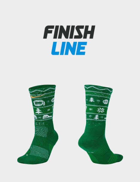 Nike Unisex Christmas Elite Crew Basketball Socks in Green/Clover