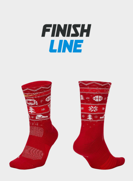 Nike Unisex Christmas Elite Crew Basketball Socks in Red/Gym Red