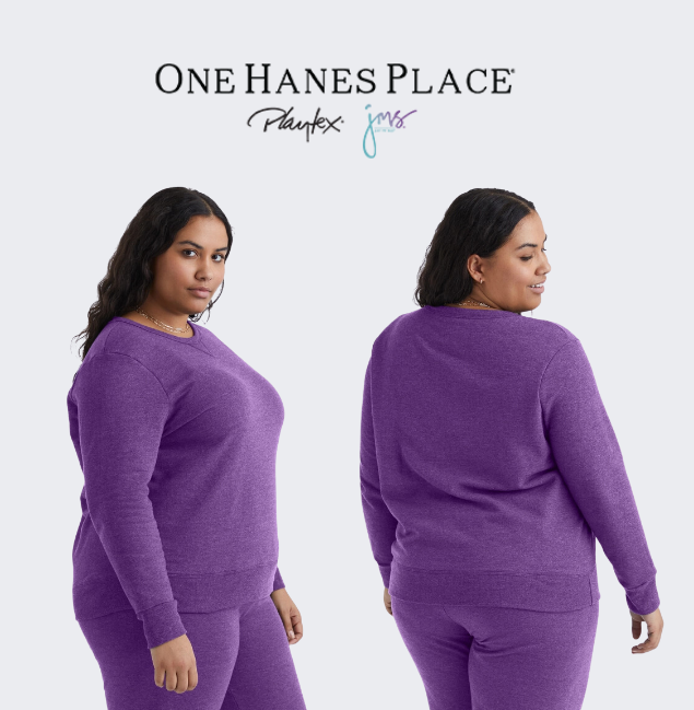 Hanes Just My Size EcoSmart Women's Fleece Sweatshirt, V-Notch (Plus ) Violet Splendor Heather
