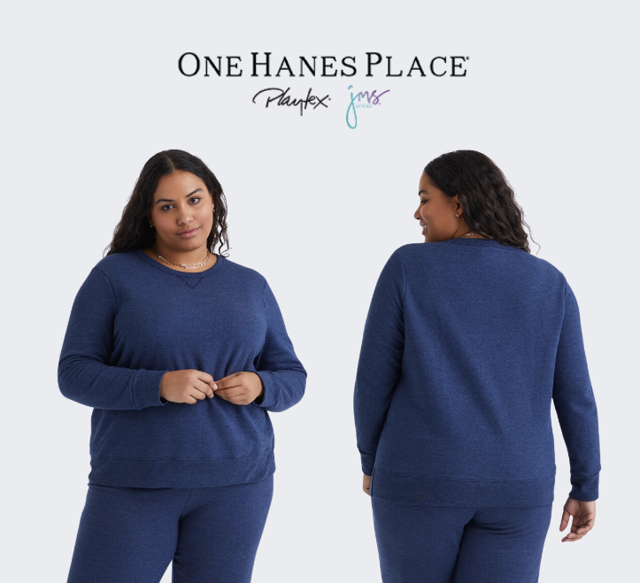 Hanes Just My Size EcoSmart Women's Fleece Sweatshirt, V-Notch (Plus ) Navy Heather