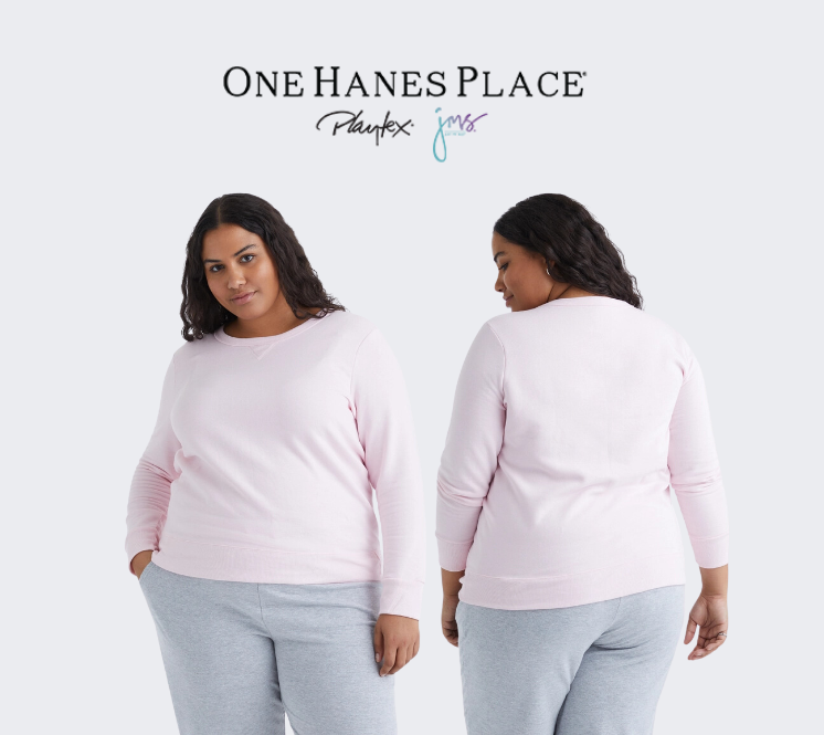 Hanes Just My Size EcoSmart Women's Fleece Sweatshirt, V-Notch (Plus ) Pale Pink